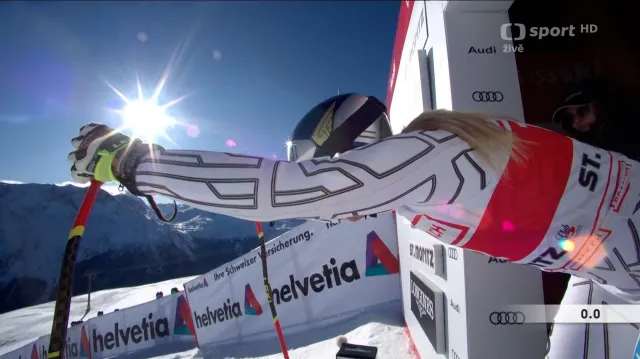 Jízda Ester Ledecké v sobotním super-G ve Sv. Mořici