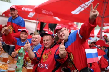 Ruští fanoušci hokeje v Ostravě