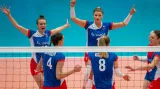 Koncovka vyhraného setu českých volejbalistek