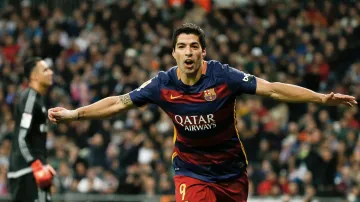 Luis Suárez se raduje z branky do sítě Realu Madrid