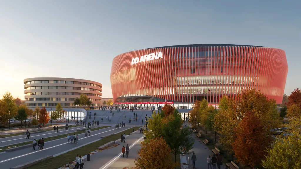 Vizualizace projektu nové hokejové arény v Pardubicích