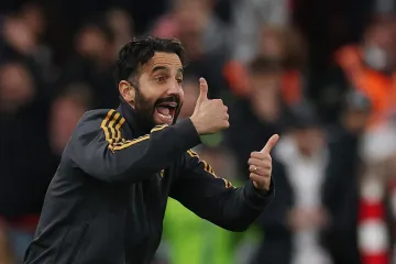 Emoce trenéra Rúbena Amorima v utkání Premier League