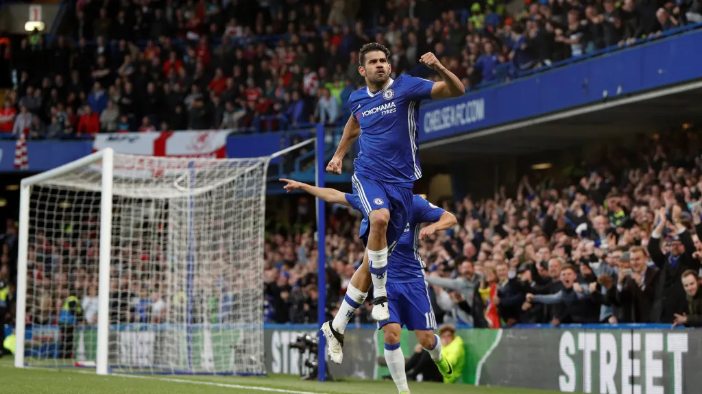 Diego Costa se raduje z gólu do sítě Middlesbrough