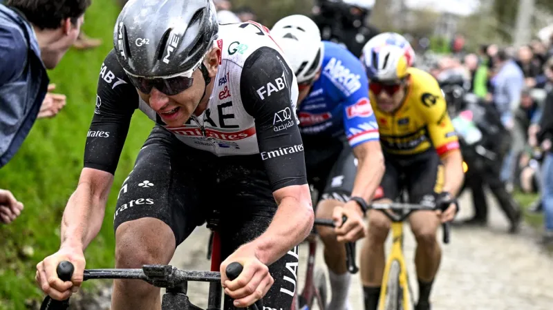 Tadej Pogačar, Mathieu van der Poel a Wout van Aert