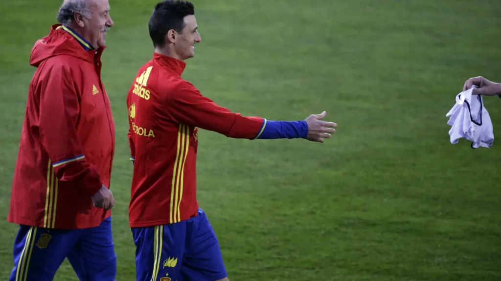 Útočník Aritz Aduriz na tréninku španělské reprezentace