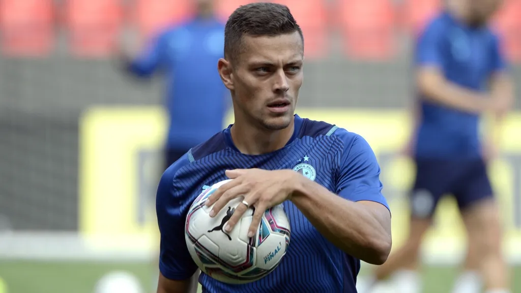 Tomáš Holeš na tréninku Slavie