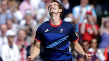 Šťastný Andy Murray po vítězství na LOH v Londýně