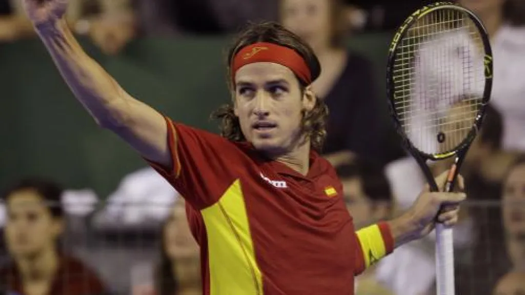 Španělský tenista Feliciano Lopez ve finále Davis cupu.