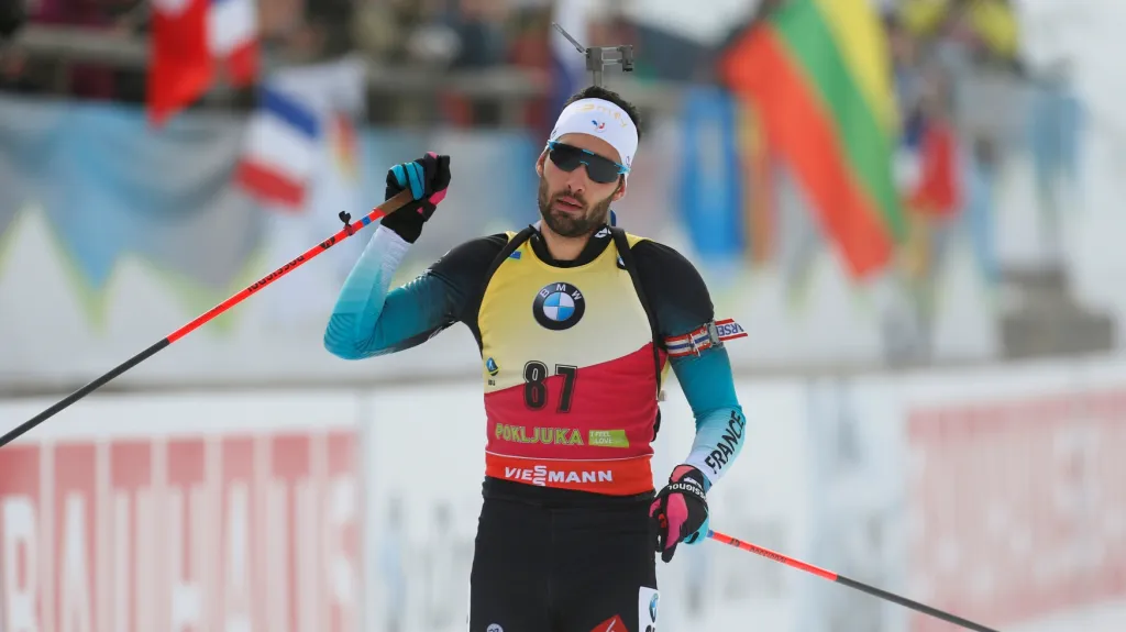 Martin Fourcade se raduje z vítězství v Pokljuce