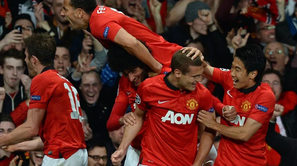 Radost United po gólu Vidice proti Bayernu