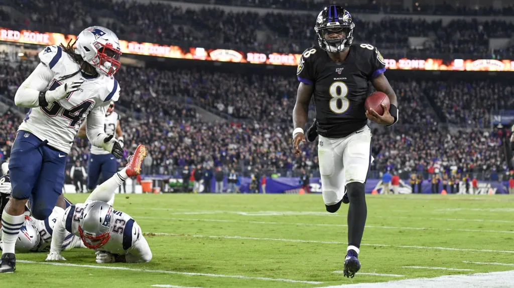 Lamar Jackson v utkání proti Patriots