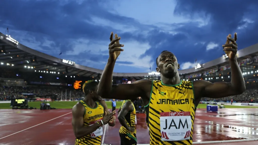 Usain Bolt slaví na Hrách Commonwealthu 