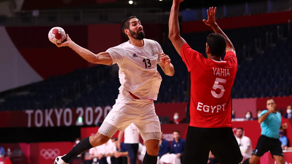 Nikola Karabatic v utkání s Egyptem