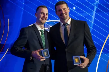 Jan Štefela s trenérem Jaroslavem Bábou