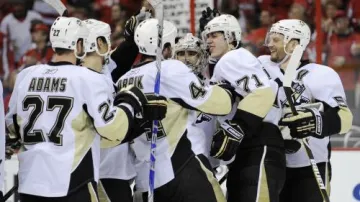 Radost hráčů Pittsburghu Penguins