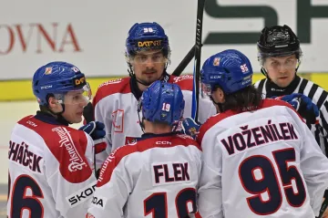 David Tomášek slaví se spoluhráči