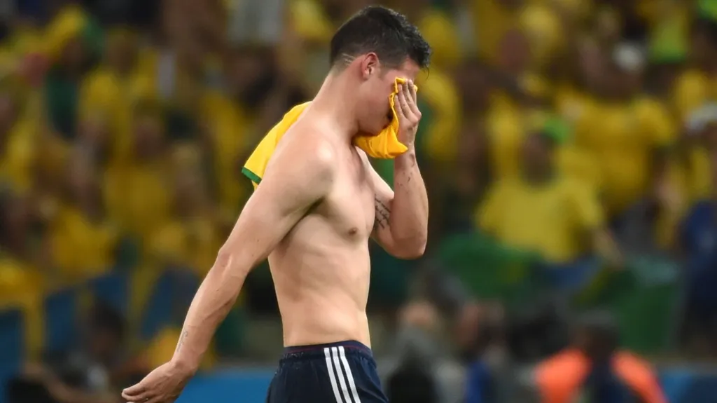 James Rodríguez v slzách po utkání s Brazílií
