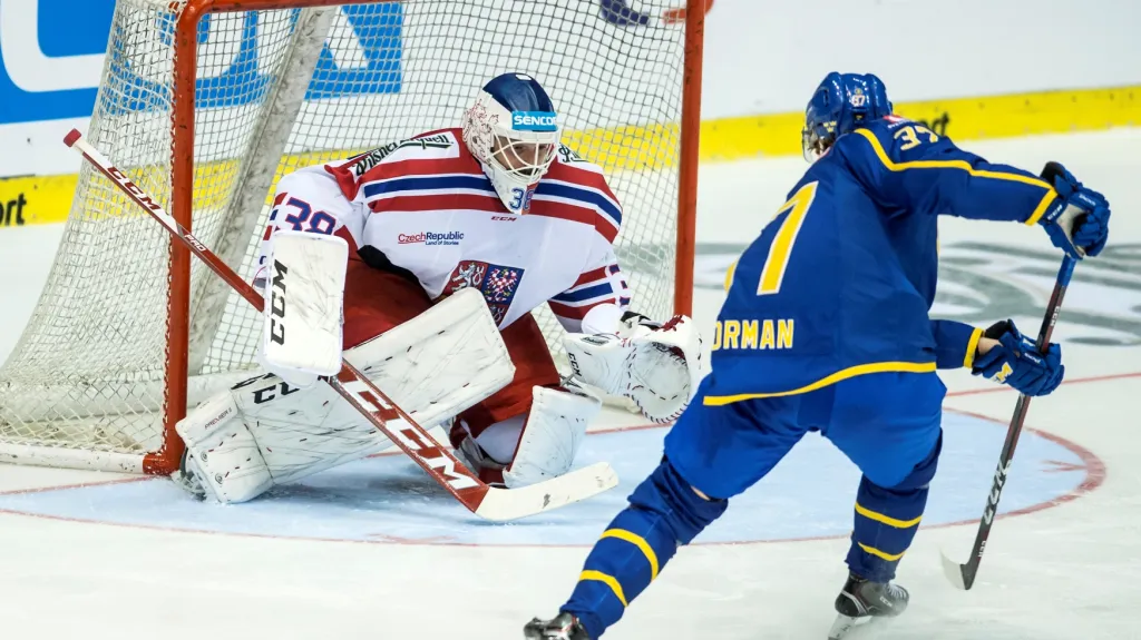 Dominik Furch v utkání proti Švédsku