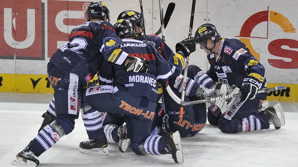 Radující se hokejisté Liberce