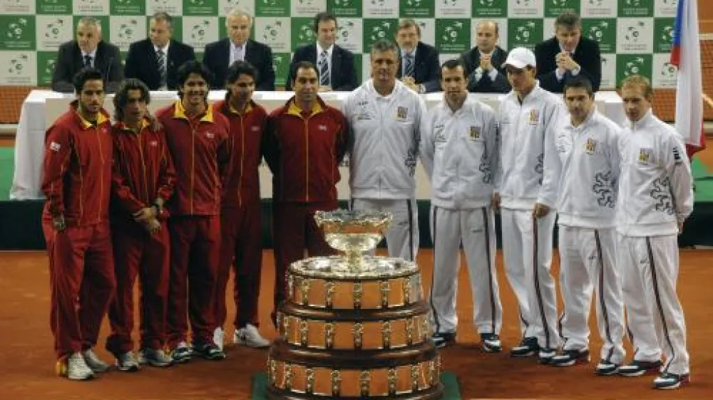 Český a španělský daviscupový tým