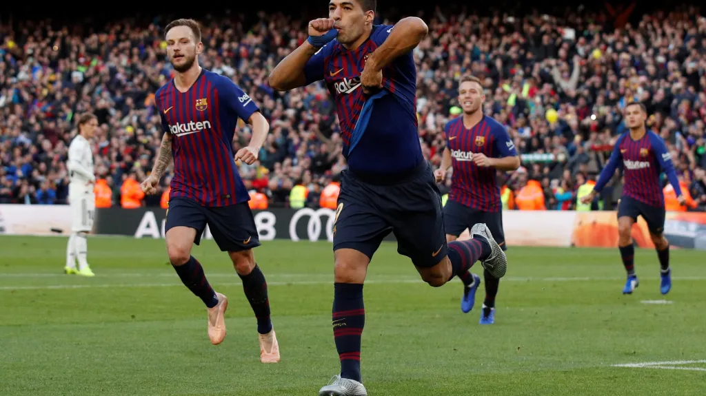 Luis Suárez se raduje z gólu proti Realu Madrid