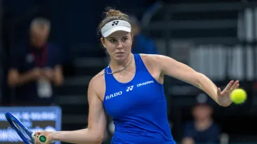 Vítězný míček Lindy Noskové proti Viktoriji Golubicové