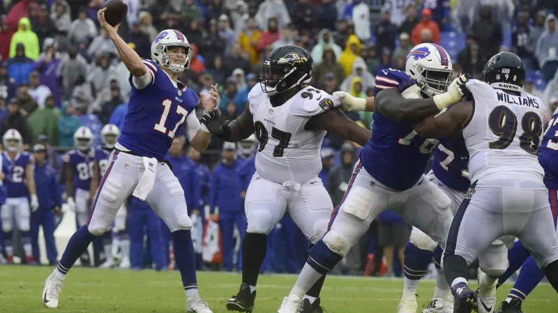 Josh Allen v utkání s Baltimorem