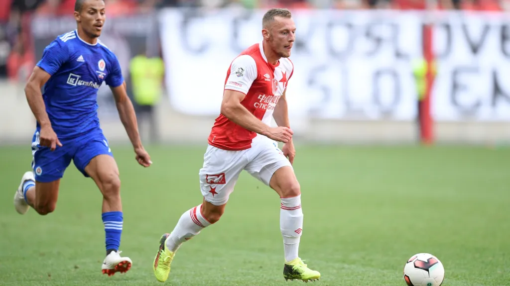 Vladimír Coufal (vpravo) v dresu Slavie
