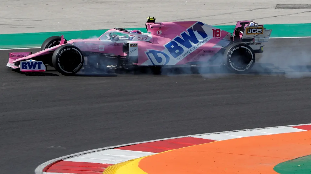 Lance Stroll při tréninku na Velkou cenu Portugalska