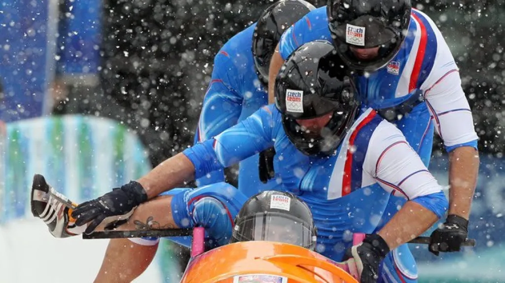 Posádka prvního českého čtyřbobu na startu