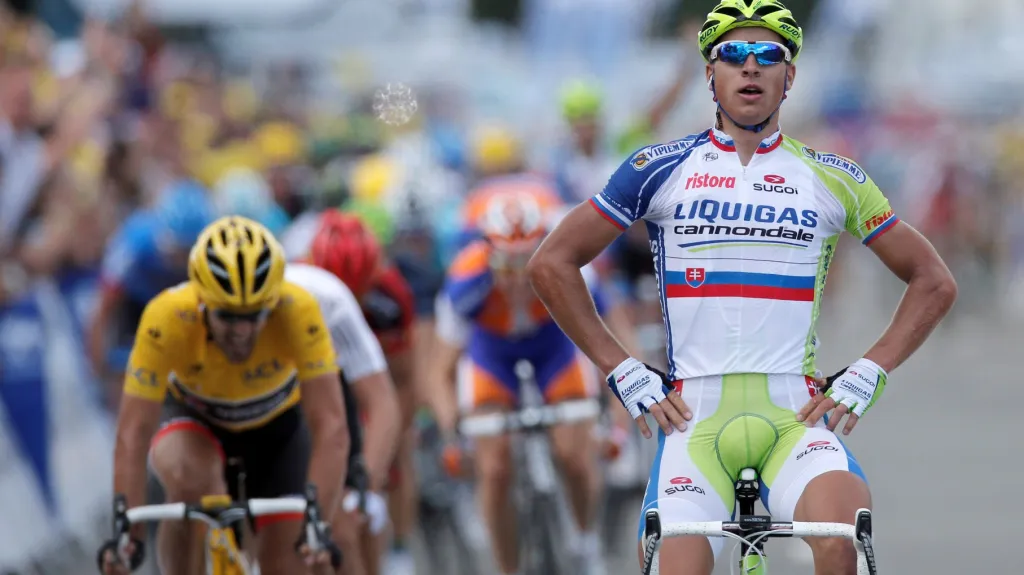 Peter Sagan po vítězství v 1. etapě Tour