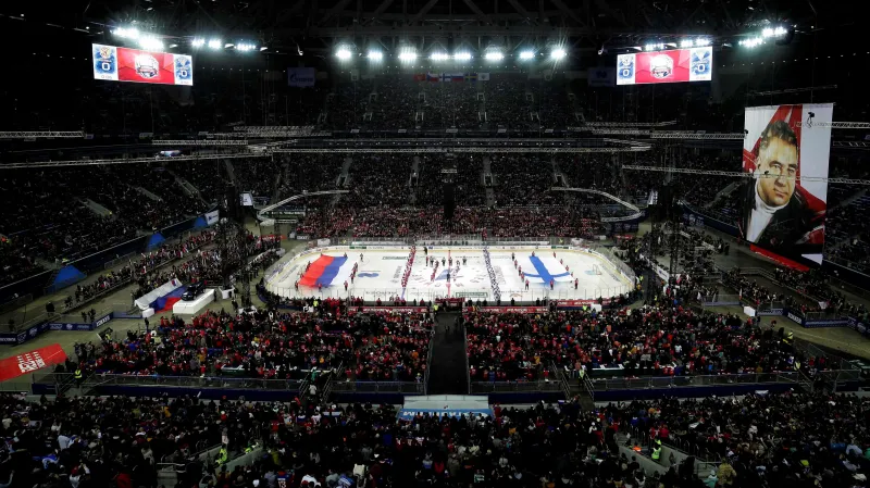 Zaplněná arena v Petrohradě na utkání Rusko - Finsko