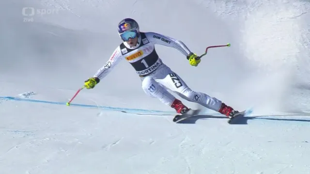 Jízda Ester Ledecké v super-G v Cortině d'Ampezzo