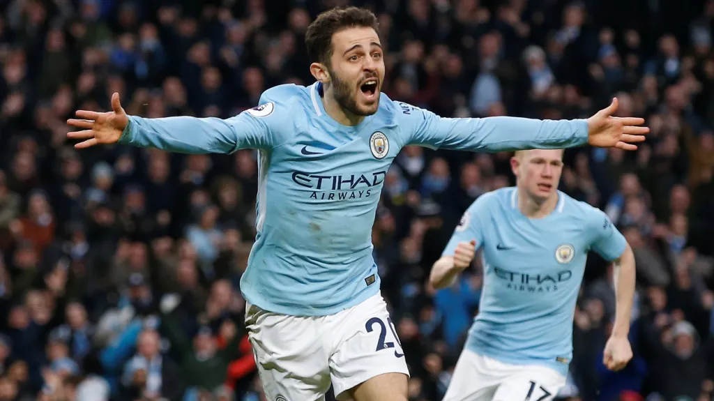 Bernardo Silva slaví vítězný gól proti Chelsea