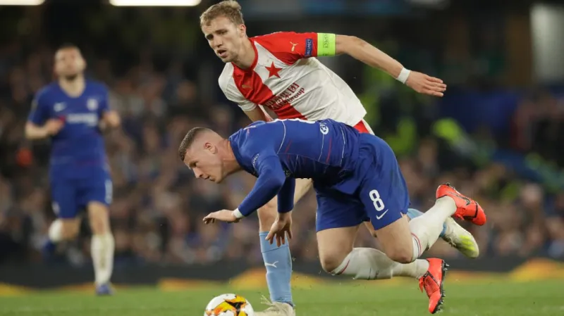 Tomáš Souček při odvetě na Chelsea