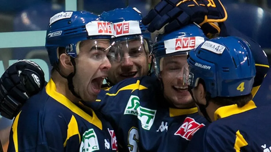 Radující se hokejisté Ústí nad Labem