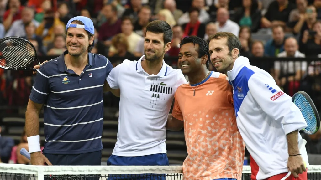 Tommy Haas, Novak Djokovič, Leander Paes a Radek Štěpánek