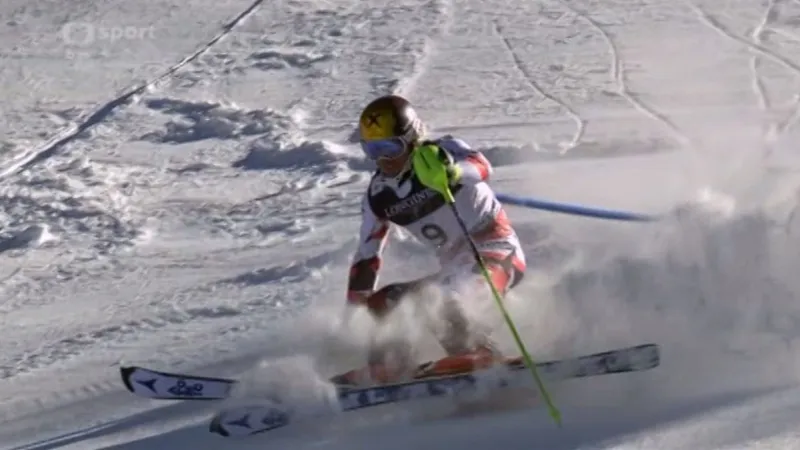 Jízda Marcela Hirschera a Teda Ligetyho ve slalomu do kombinace