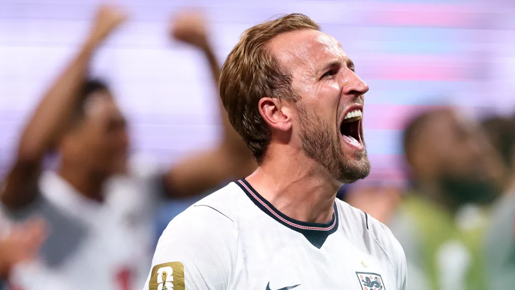 Harry Kane slaví vítězství Anglie nad Kongem