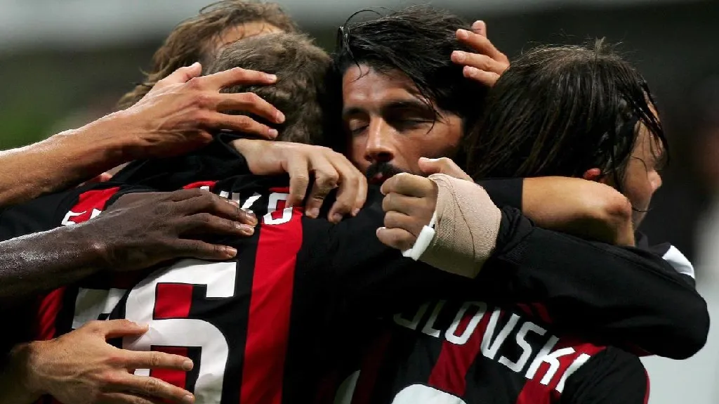 Marek Jankulovski s hráči AC Milán