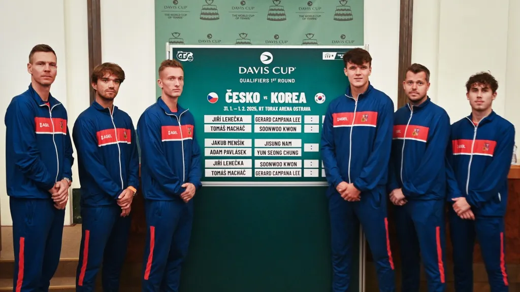 Český tým před kvalifikací Davis Cupu