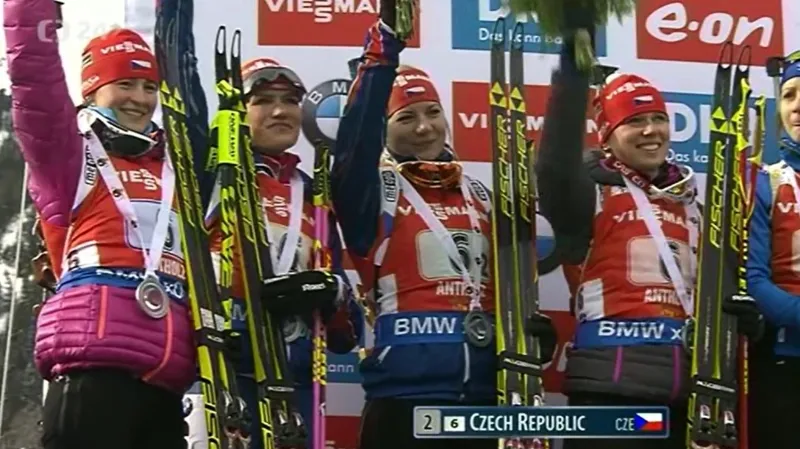Štafeta českých biatlonistek byla na SP v Anterselvě stříbrná