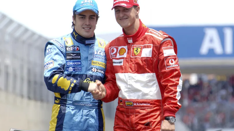 Fernando Alonso a Michael Schumacher na Velké ceně Brazílie v roce 2006