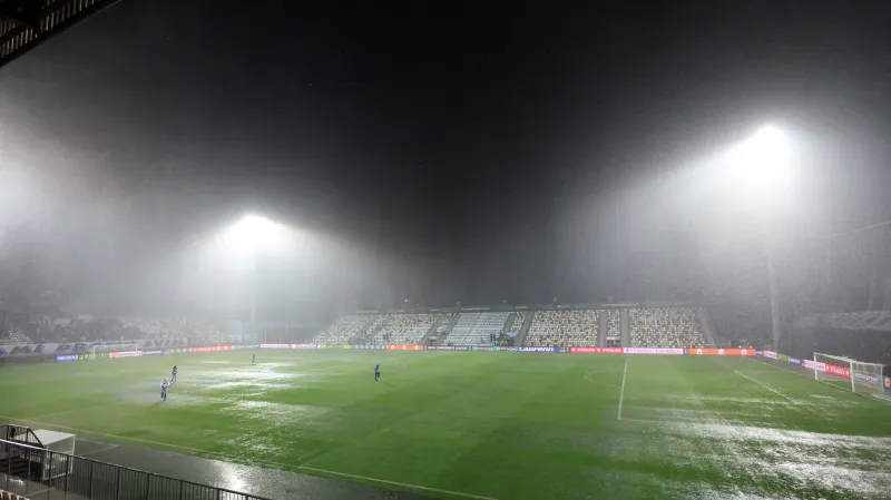 Stadion v Rijece při zápase Rijeka – Sparta