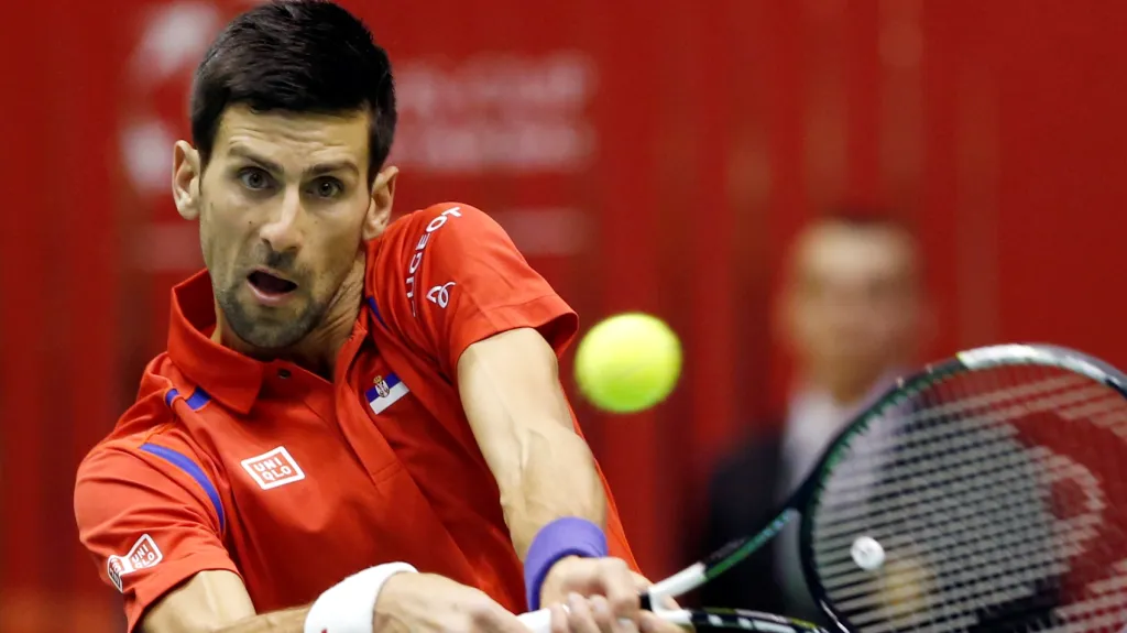 Novak Djokovič během utkání Davis Cupu