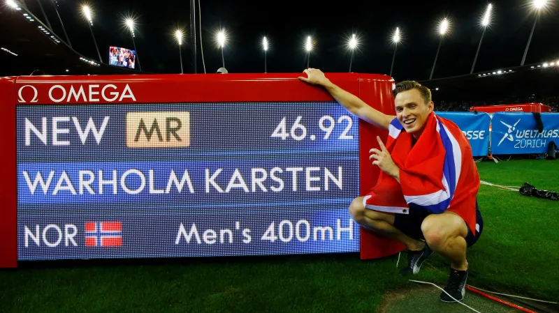 Karsten Warholm, evropský rekordman v běhu na 400 metrů překážek