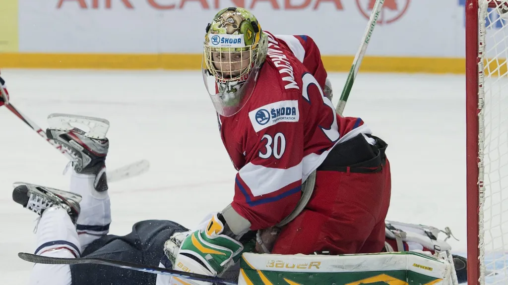 Brankář týmu do 20 let Matěj Machovský