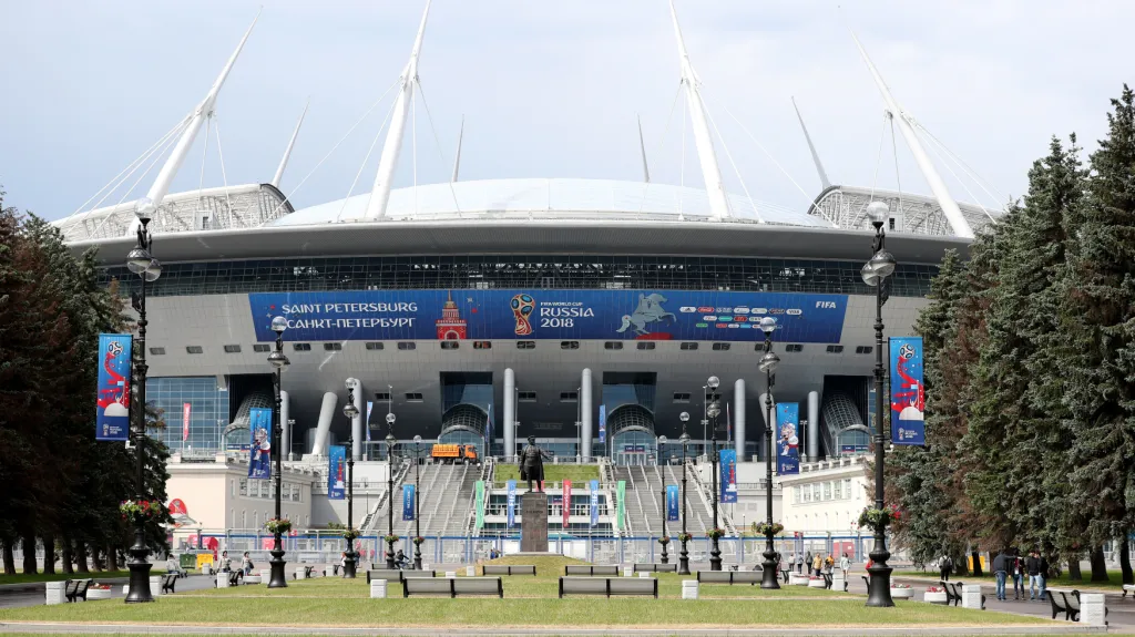 Petrohradský stadion vyhlíží utkání Ruska s Belgií