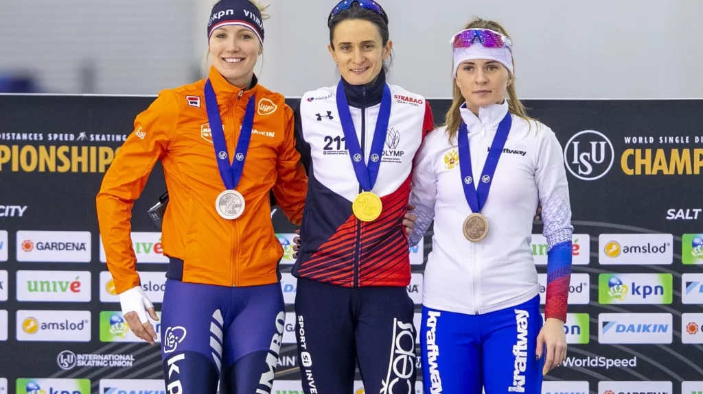 Rychlobruslařka Martina Sáblíková se zlatou medailí z MS v Salt Lake City