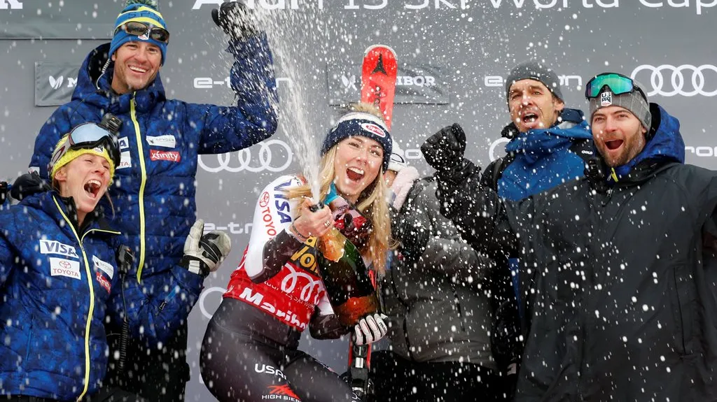 Mikaela Shiffrinová bouřlivě slaví vítězství